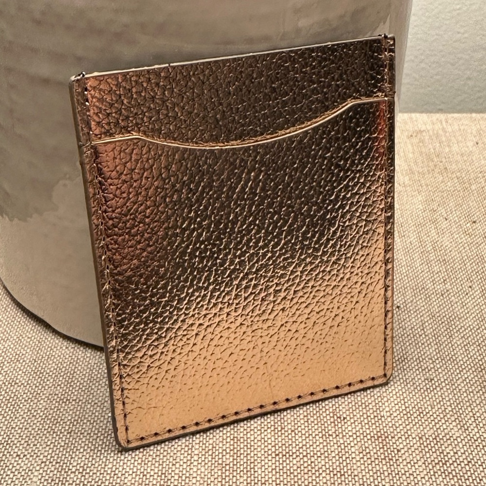 J. Crew NWT Rose Gold Leather Phone Card Holder